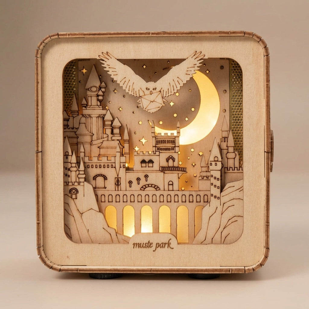 Wooden Castle Puzzle with LED Light Effects