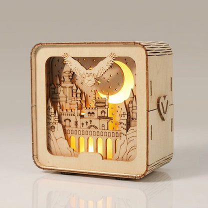Wooden Castle Puzzle with LED Light Effects
